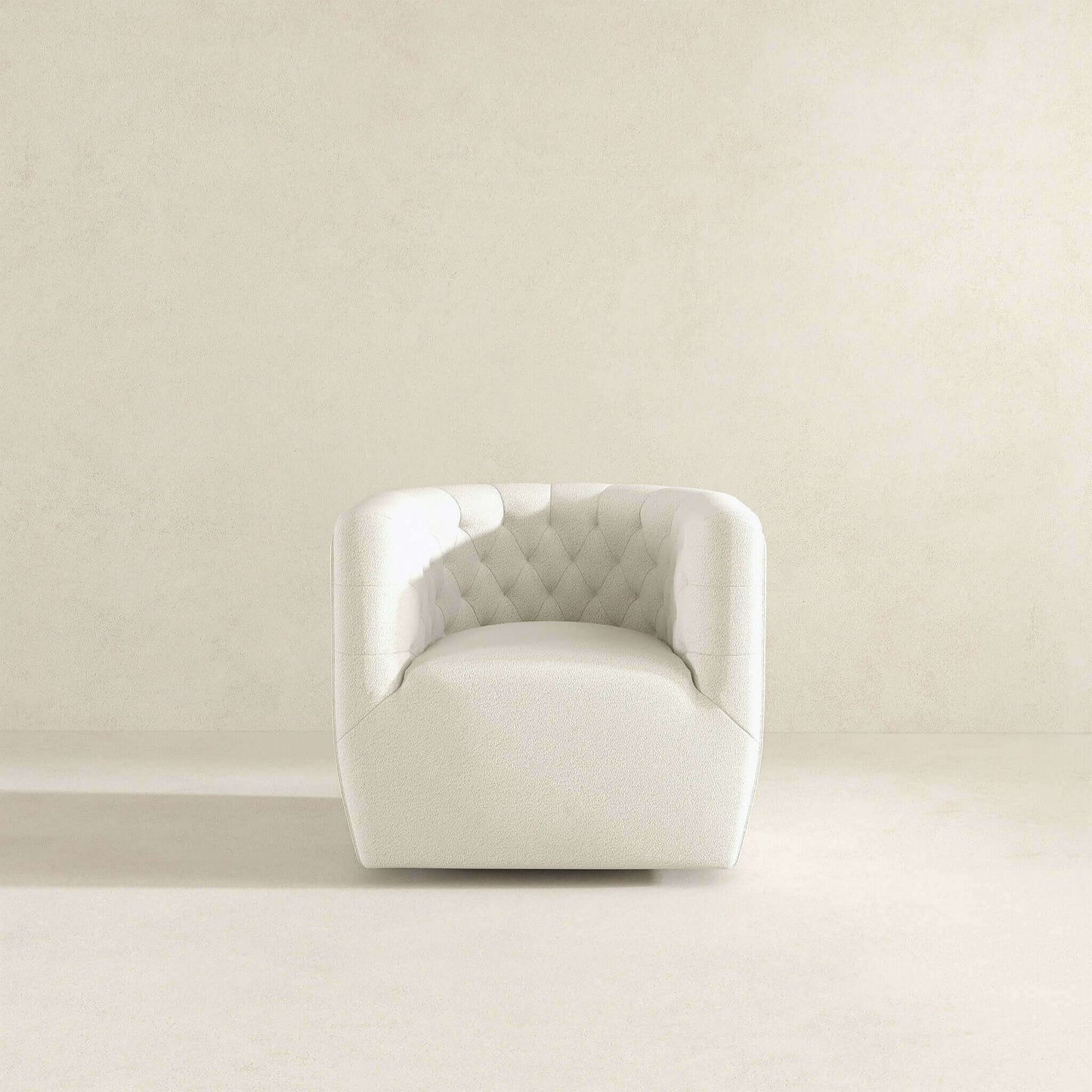 Silla giratoria Delaney color crema Boucle