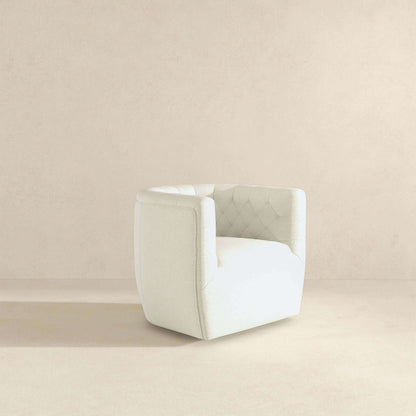 Silla giratoria Delaney color crema Boucle