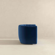 Silla giratoria Delaney de terciopelo azul oscuro