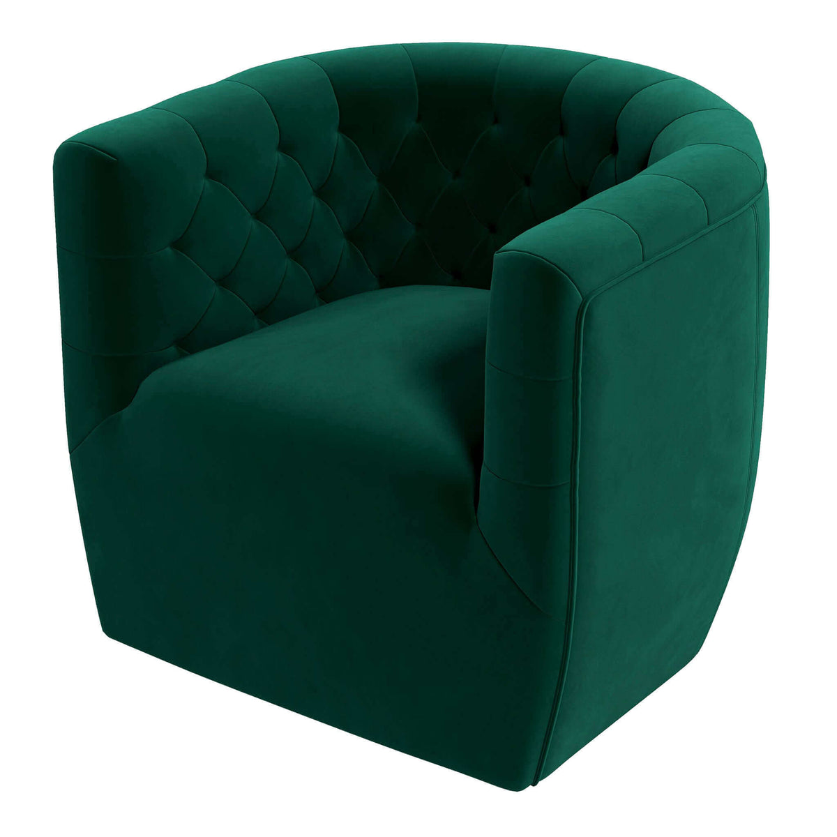 Silla giratoria de terciopelo verde Delaney