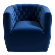 Silla giratoria Delaney de terciopelo azul oscuro