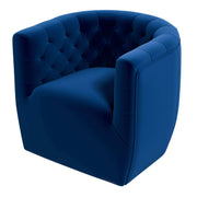 Silla giratoria Delaney de terciopelo azul oscuro