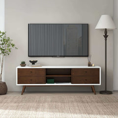Soporte para TV Caroline Walnut blanco de hasta 72"