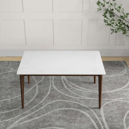 Mesa de comedor Lindsey de madera maciza con tapa blanca
