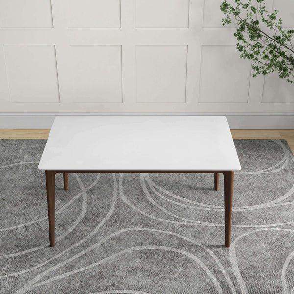 Mesa de comedor Lindsey de madera maciza con tapa blanca