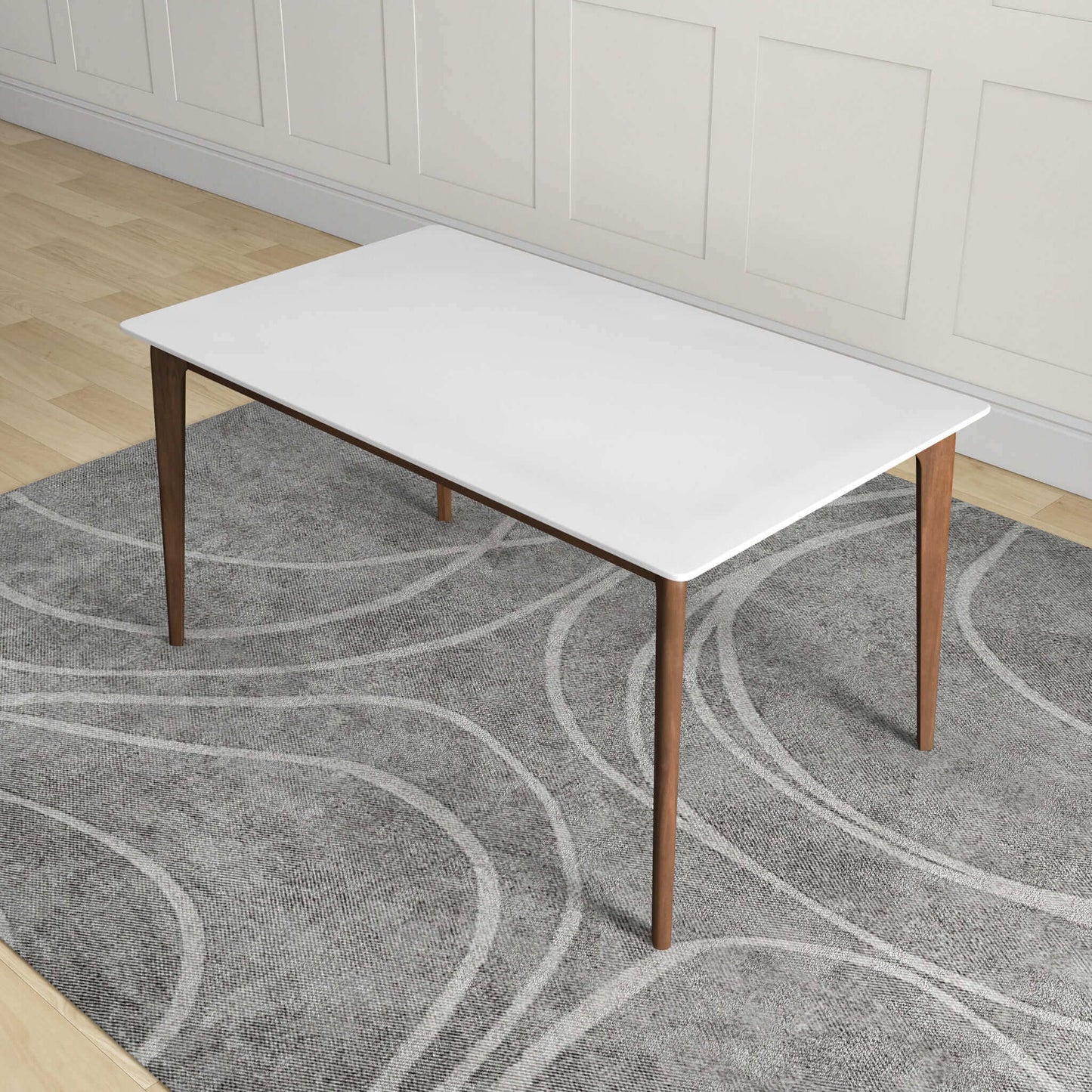 Mesa de comedor Lindsey de madera maciza con tapa blanca