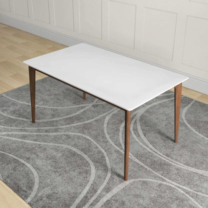 Mesa de comedor Lindsey de madera maciza con tapa blanca