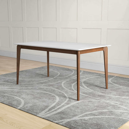 Mesa de comedor Lindsey de madera maciza con tapa blanca