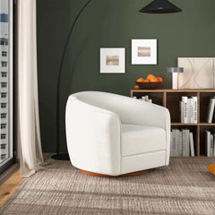 Silla giratoria Elise Mid Century Modern beige Boucle