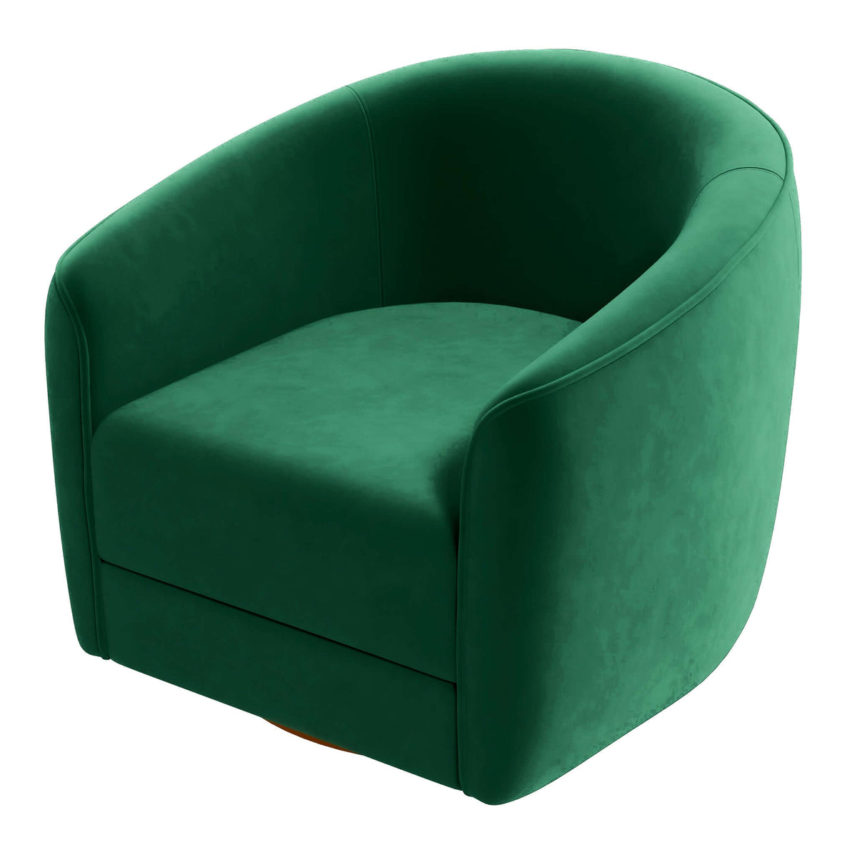 Silla giratoria Elise Mid Century Modern de terciopelo verde oscuro