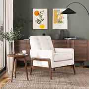 Sillón Cole de madera maciza de terciopelo beige