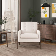 Sillón Cole de madera maciza de terciopelo beige