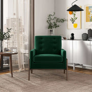 Sillón Cole de madera maciza de terciopelo verde