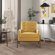 Sillón Cole de madera maciza de terciopelo amarillo oscuro
