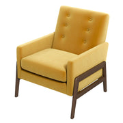 Sillón Cole de madera maciza de terciopelo amarillo oscuro