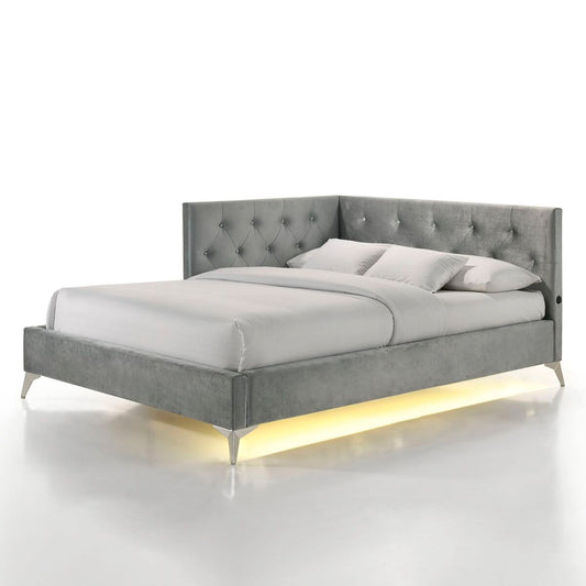 Amberley Upholstered Corner Bed with LED and USB in Grey