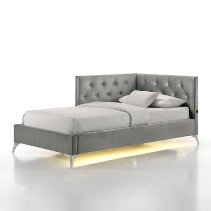Amberley Upholstered Corner Bed with LED and USB in Grey