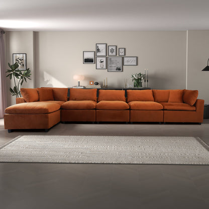 Hayward Burnt Orange Velvet Modular Sectional Sofa