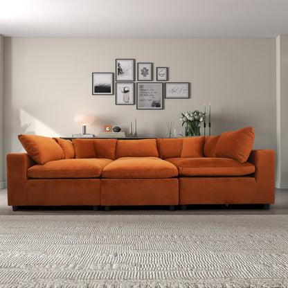 Hayward Burnt Orange Velvet Modular Sectional Sofa