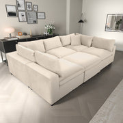 Sofá modular seccional de terciopelo color marfil Hayward