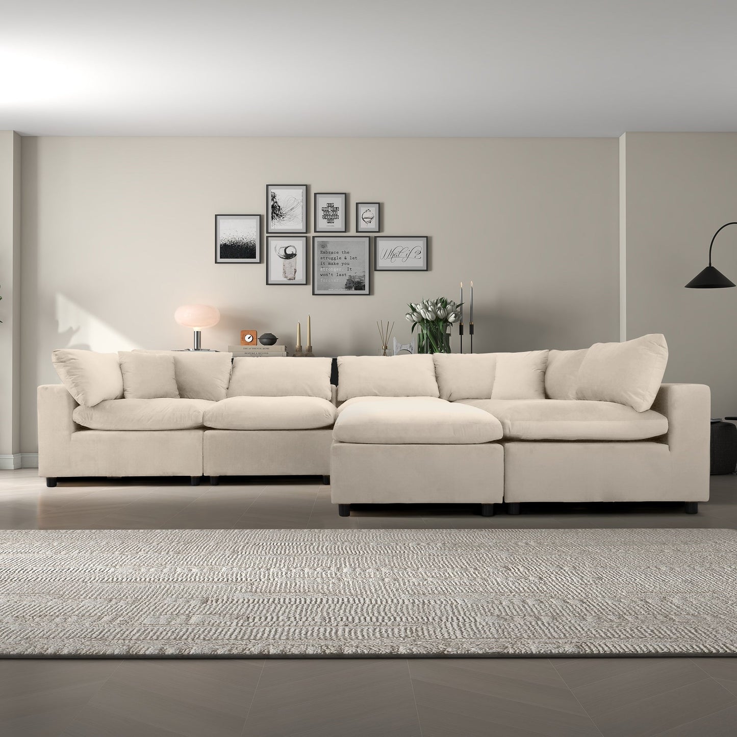 Hayward Ivory Velvet Modular Sectional Sofa