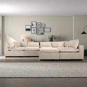Sofá modular seccional de terciopelo color marfil Hayward