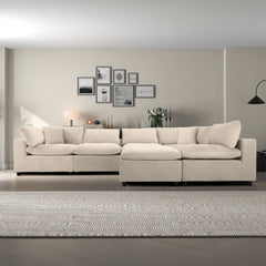 Sofá modular seccional de terciopelo color marfil Hayward