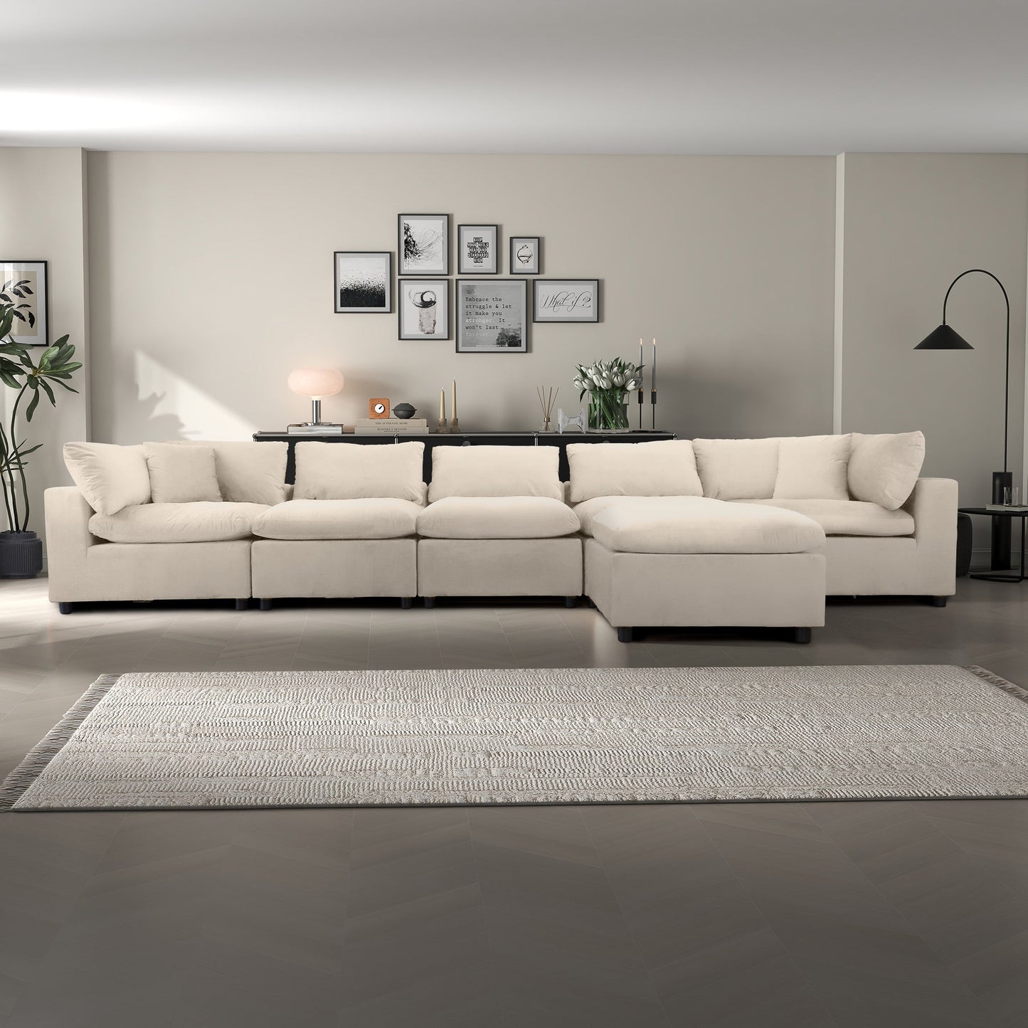 Hayward Ivory Velvet Modular Sectional Sofa