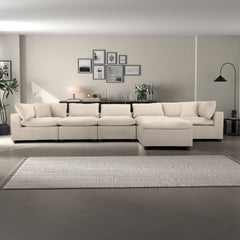 Sofá modular seccional de terciopelo color marfil Hayward