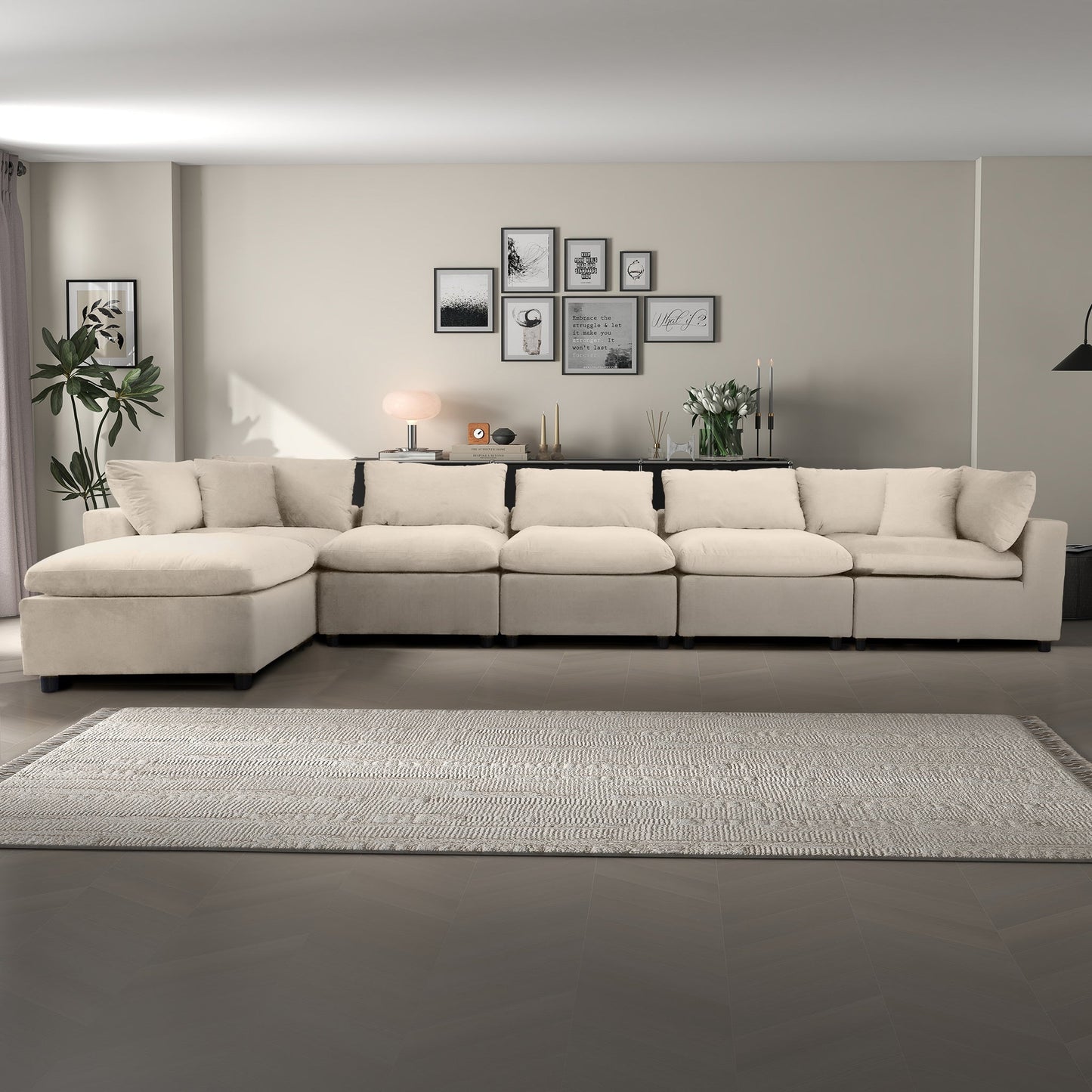 Hayward Ivory Velvet Modular Sectional Sofa