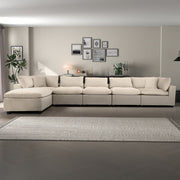 Sofá modular seccional de terciopelo color marfil Hayward