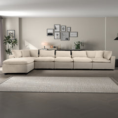 Sofá modular seccional de terciopelo color marfil Hayward