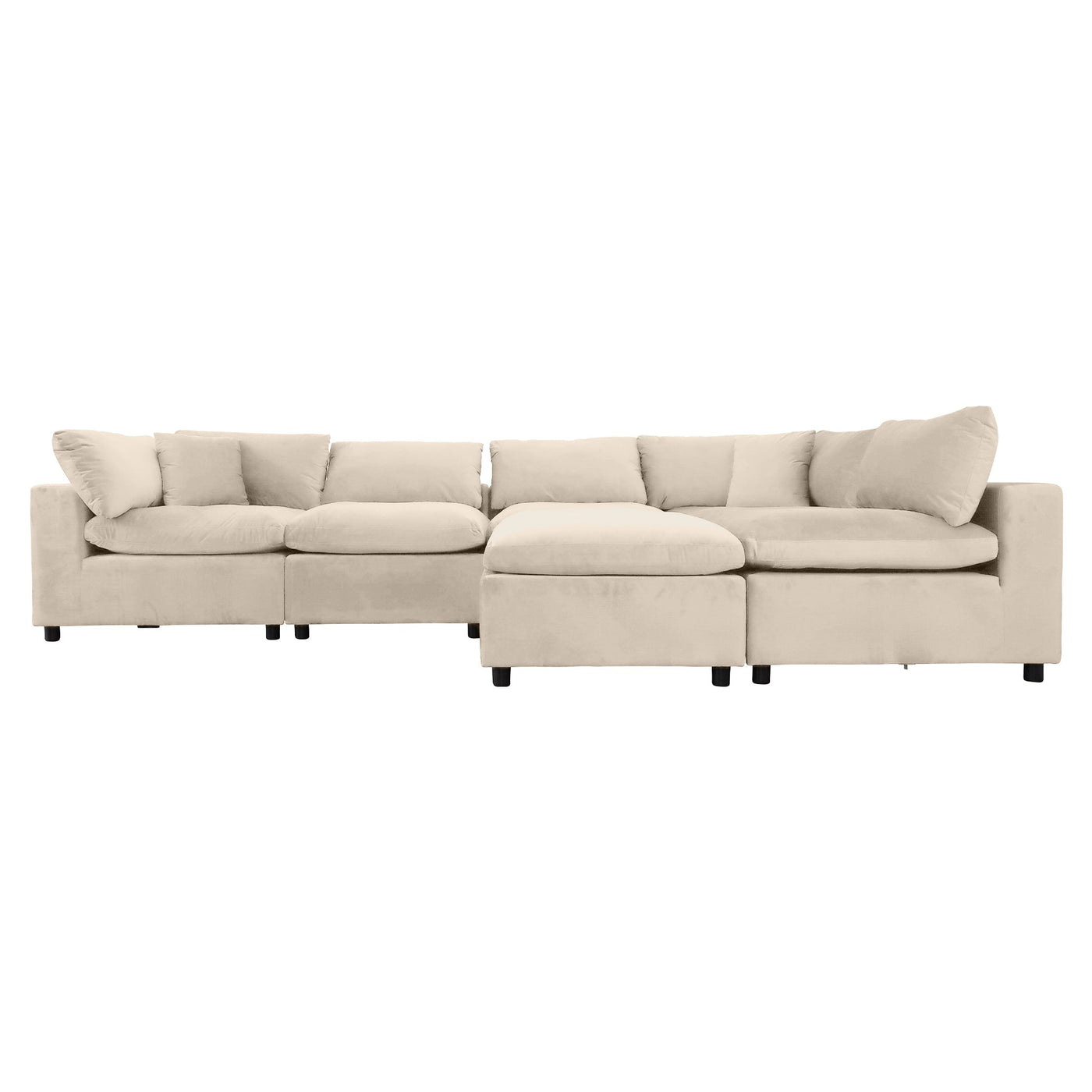 Sofá modular seccional de terciopelo color marfil Hayward