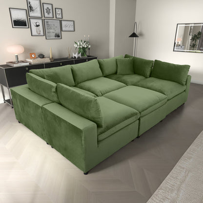 Sofá modular seccional de terciopelo verde oliva Hayward