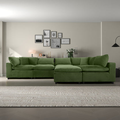 Sofá modular seccional de terciopelo verde oliva Hayward