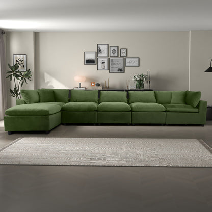 Sofá modular seccional de terciopelo verde oliva Hayward