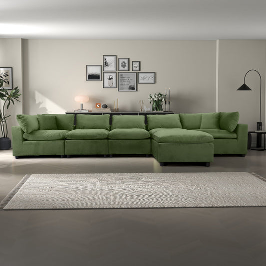 Sofá modular seccional de terciopelo verde oliva Hayward