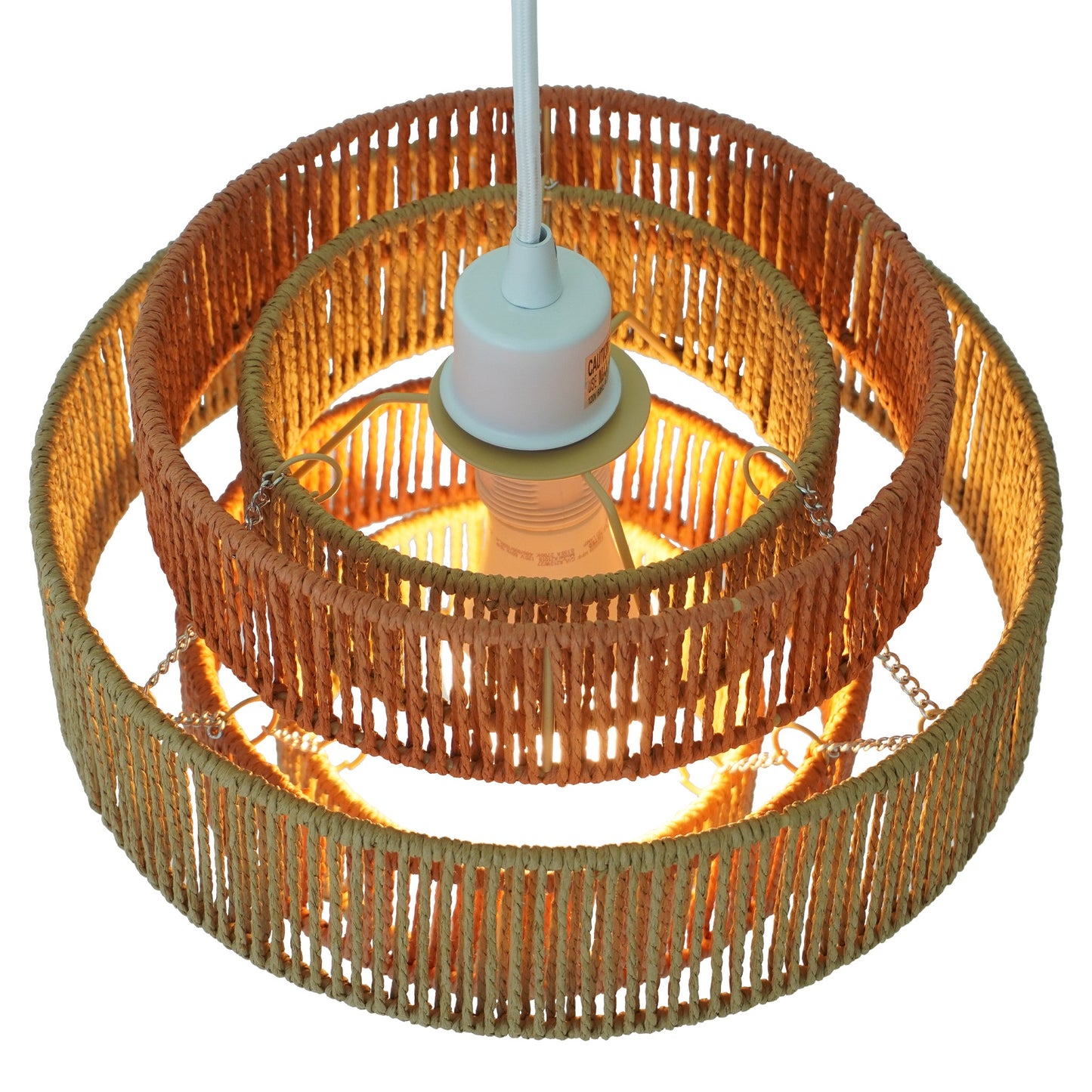 Lámpara colgante Dorset - Blanco y natural/terracota