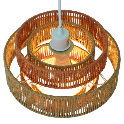 Lámpara colgante Dorset - Blanco y natural/terracota