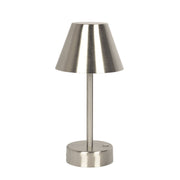 Lámpara de mesa LED recargable Elegance, níquel cepillado, interruptor táctil LED