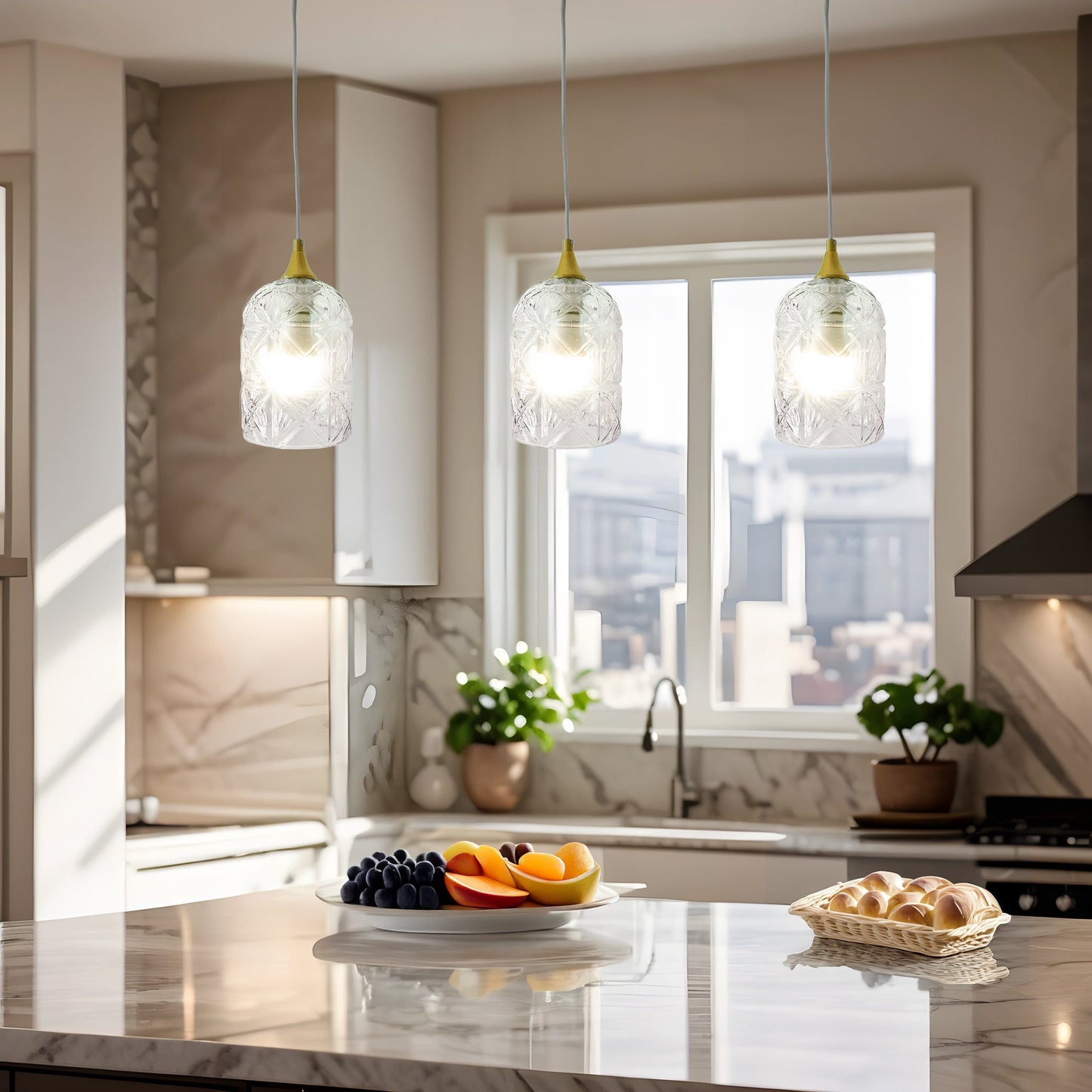 Lámpara colgante Glowline - Dorada y transparente