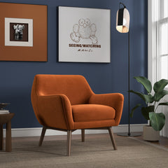 Sillón de terciopelo naranja quemado Panom