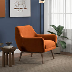 Sillón de terciopelo naranja quemado Panom