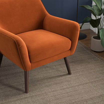 Sillón de terciopelo naranja quemado Panom