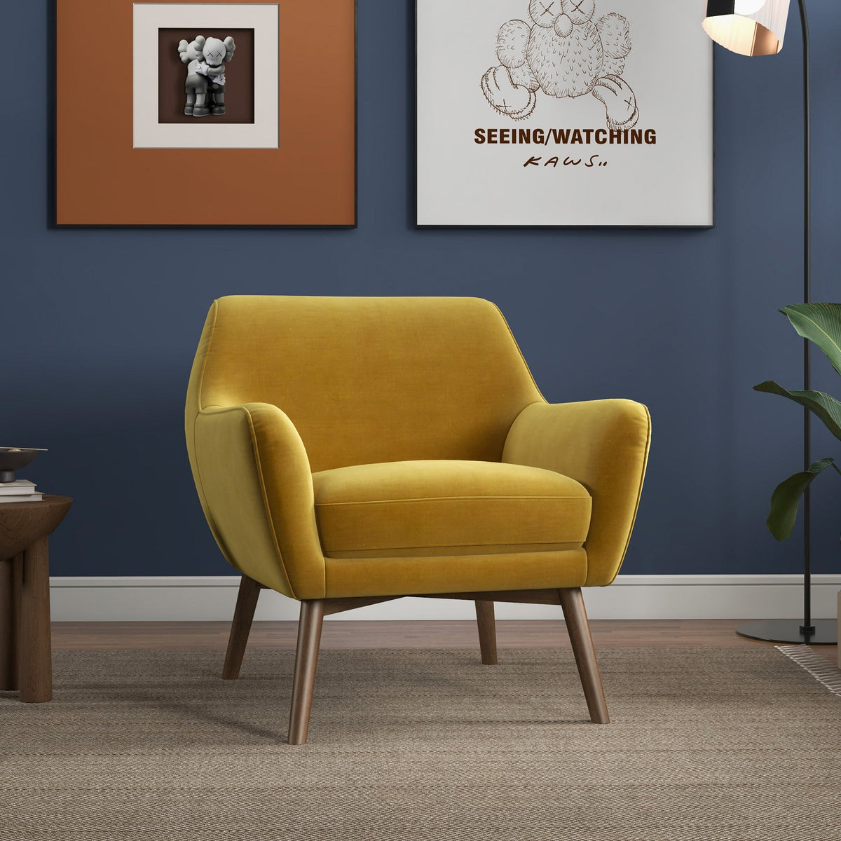 Sillón de terciopelo dorado Panom