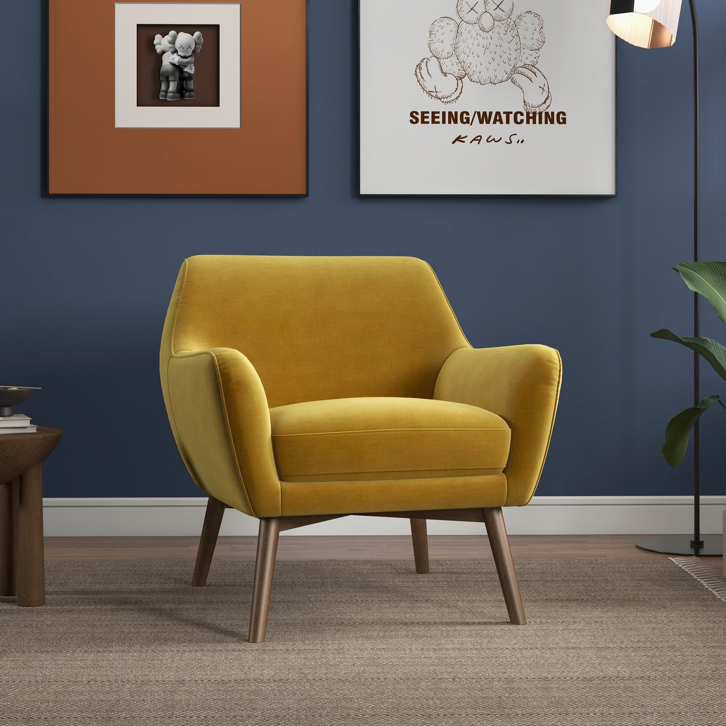 Sillón de terciopelo dorado Panom