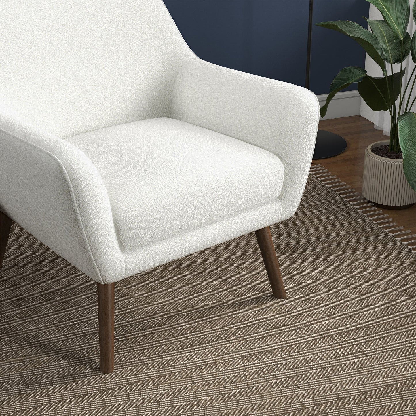 Sillón Panom de bouclé blanco