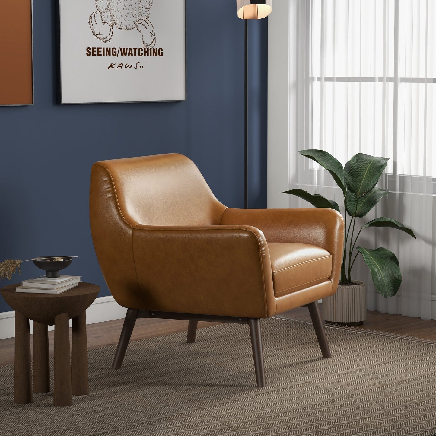 Panom Tan Leather Lounge Chair