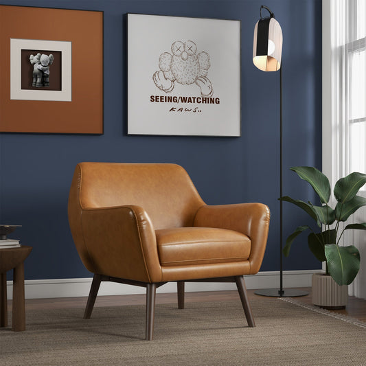 Panom Tan Leather Lounge Chair