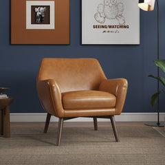 Sillón de cuero color canela Panom